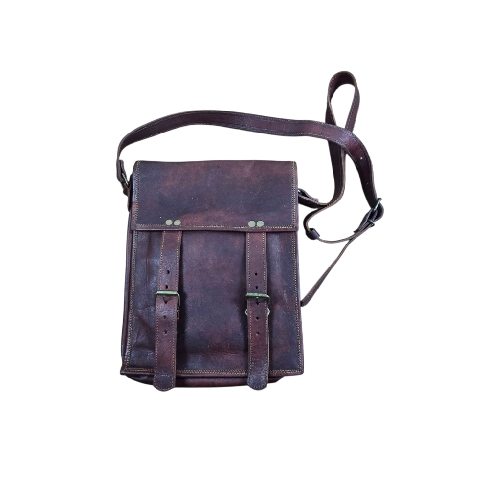 Vtg Oiled Waxed Leather Field Bag